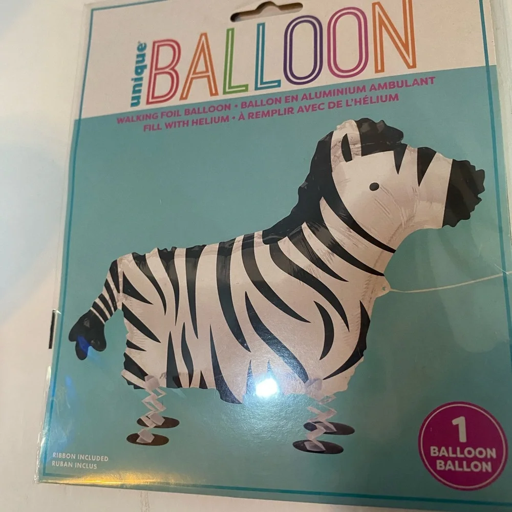 Nique Zebra Foil Walking Balloon - Black & White